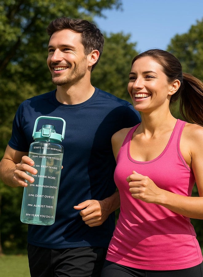 WEZOSHINET Plastic 2 Litre Water Bottle with Motivational Time Marker, Straw & Handle - Leakproof, Durable, Non-Toxic, BPA-Free for Office, School, Gym, Yoga, Outdoor Sports (Pack of 1, Multicolour) - Image 4